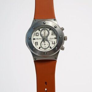 Men's Montres Carlo Faux Chronograph Watch With Orange Neoprene Band & Stainless